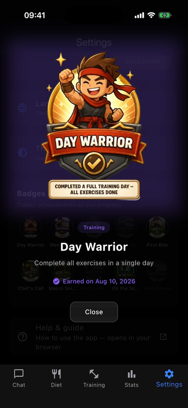 A badge's detail overlay