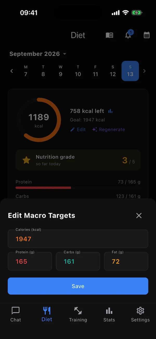 The Edit Macro Targets sheet