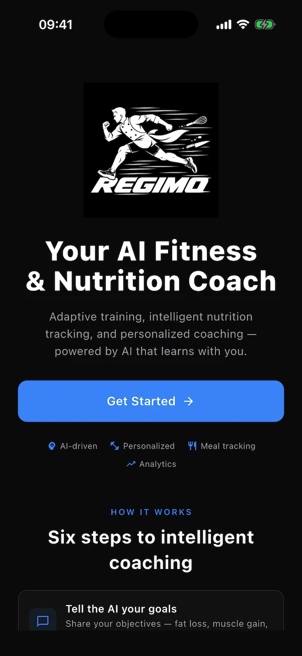 The welcome screen with the Get Started button