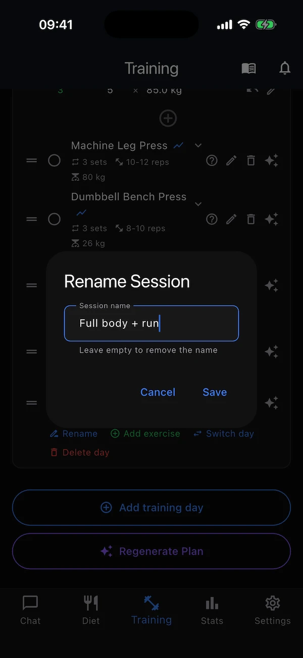 The Rename Session dialog
